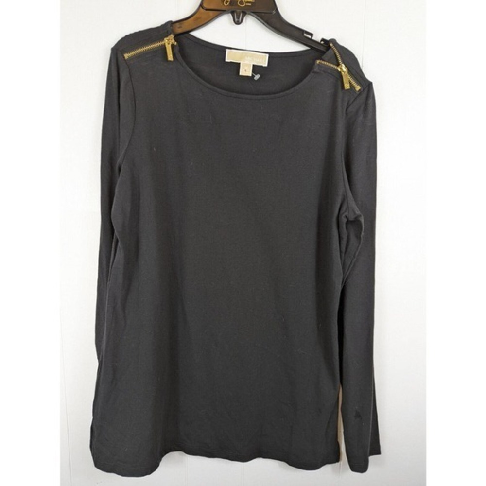MK Michael Kors Women's Black Top With Zippers Sz M‎